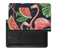 AADFAEWR Passport Holder for Travel Flamingo Bird Watermelon Slice and Tropical Leaves Pu Leather Passport Cover Case with Card Slot
