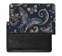AADFAEWR Passport Holder for Travel Gold Butterflies Dragonflies Patterns Pu Leather Passport Cover Case with Card Slot