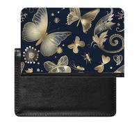 AADFAEWR Passport Holder for Travel Gold Butterflies Dragonflies Patterns Pu Leather Passport Cover Case with Card Slot