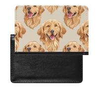 AADFAEWR Passport Holder for Travel Golden Retriever Dogs Pu Leather Passport Cover Case with Card Slot
