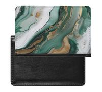 AADFAEWR Passport Holder for Travel Green and White Marble Texture Pu Leather Passport Cover Case with Card Slot
