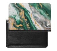AADFAEWR Passport Holder for Travel Green and White Marble Texture Pu Leather Passport Cover Case with Card Slot
