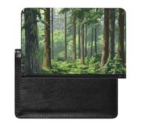 AADFAEWR Passport Holder for Travel Green Spruce Trees Pu Leather Passport Cover Case with Card Slot