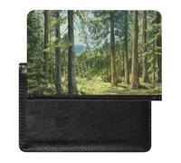 AADFAEWR Passport Holder for Travel Green Spruce Trees Pu Leather Passport Cover Case with Card Slot