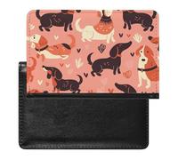 AADFAEWR Passport Holder for Travel Love Dachshund Dogs and Hearts Pink Pattern Pu Leather Passport Cover Case with Card Slot
