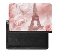 AADFAEWR Passport Holder for Travel Paris Eiffel Tower Rose Flower Pink Pu Leather Passport Cover Case with Card Slot