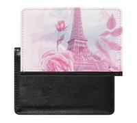 AADFAEWR Passport Holder for Travel Paris Eiffel Tower Rose Flower Pink Pu Leather Passport Cover Case with Card Slot