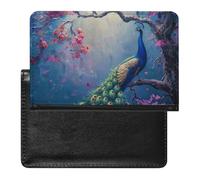 AADFAEWR Passport Holder for Travel Peacock On Tree with Flowers Pu Leather Passport Cover Case with Card Slot