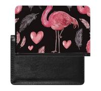 AADFAEWR Passport Holder for Travel Pink Flamingos Heart Pattern Pu Leather Passport Cover Case with Card Slot
