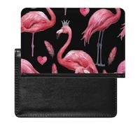 AADFAEWR Passport Holder for Travel Pink Flamingos Heart Pattern Pu Leather Passport Cover Case with Card Slot