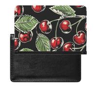AADFAEWR Passport Holder for Travel Red Cherry Cherries Pu Leather Passport Cover Case with Card Slot
