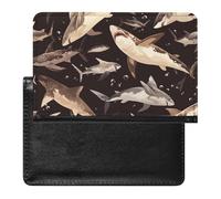 AADFAEWR Passport Holder for Travel Sharks Grunge Pattern Pu Leather Passport Cover Case with Card Slot