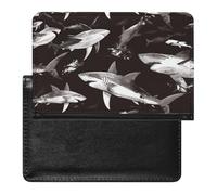 AADFAEWR Passport Holder for Travel Sharks Grunge Pattern Pu Leather Passport Cover Case with Card Slot