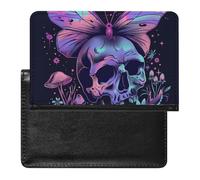 AADFAEWR Passport Holder for Travel Skull and Mushroom Butterfly Pu Leather Passport Cover Case with Card Slot