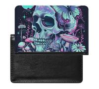 AADFAEWR Passport Holder for Travel Skull and Mushroom Butterfly Pu Leather Passport Cover Case with Card Slot