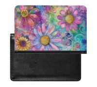 AADFAEWR Passport Holder for Travel Vibrant Colorful Daisies Blossm Flowers Daisy Pu Leather Passport Cover Case with Card Slot