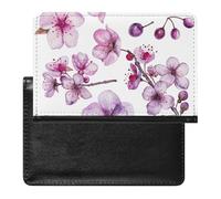 AADFAEWR Passport Holder for Travel Watercolor Cherry Blossom Pu Leather Passport Cover Case with Card Slot