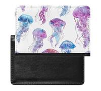 AADFAEWR Passport Holder for Travel Watercolor Jellyfish Pattern Pu Leather Passport Cover Case with Card Slot