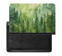 AADFAEWR Passport Holder for Travel Watercolor Spruce Green Pu Leather Passport Cover Case with Card Slot
