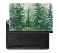 AADFAEWR Passport Holder for Travel Watercolor Spruce Green Pu Leather Passport Cover Case with Card Slot