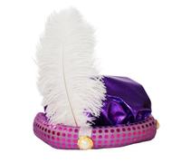 Aadin Costume Hat Sultan Turban with Featherr and Pearl