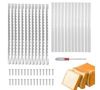 AAEJE 12 Pcs Bread Bow Knife Blades, 10.8" Serrated Stainless Steel blades with Screws, Screwdriver, and Safety Guard, Replacement for Wood Bread Cutter, Bow Bread Knife Replacement Blades