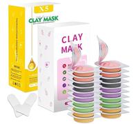 Aaenouicfs 20 Pods Clay Facial Mask Set - Green Tea,Turmeric, Dead Sea Mud,Rose, 24K Gold,Eggplant,Avocado,Mud Mask Deep Pore Cleansing Acne Blackhead Removal,Men & Women Facial Skin Care Mask.
