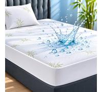 Aaf Textiles Bamboo Waterproof Mattress Protector Double - Antiallergy Mattress Protector with 40cm Deep Pocket Fit - Breathable, Hypoallergenic, Bug Proof, Noiseless & Washable Bed Cover (137x190cm)