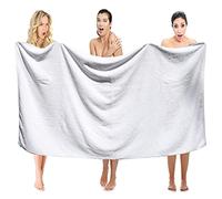 Aaf Textiles Jumbo Bath Sheet Extra Large White Oversized 96x180cm 100% Cotton 515Gsm Egytian Cotton Style Thick Absorbent Super Soft Quick Dry Gift Wrapped
