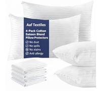 Aaf Textiles Pillow Protectors 4 Pack 50x75 cm - Ultra Soft Cotton Sateen Blend Stainproof Pillow Protectors with Zipped Closure - Hypoallergenic, Breathable & Feather Proof Zipped pillow protectors