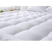 Aaf Textiles Quilted Super King Mattress Topper - 10cm Microfiber Deep Fill 1100 GSM Thick Mattress Topper for Comfort - Breathable Firm Mattress Toppers for Pressure Relief (182x200cm White)
