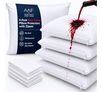 Aaf Textiles Waterproof Pillow Protectors 4 Pack 50x75cm, High TPU Zipped Pillow Protectors with Zip Closure, - Hypoallergenic, Breathable, Anti Dust Mite, Soft Hotel Quality Jersey Pillow Encasement