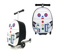 Aafan Children’s 2-in-1 Scooter Suitcase, 18 Inch Ride-On Kids Luggage with Foldable Design, 25L Lightweight & Durable, Fun Travel Suitcase for Boys & Girls, Smooth Rolling Wheels, 5y+ (Robot)