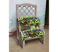 Aafan Double Barrel Garden Planter, Trellis Backed Ideal For Climbing Plants, Durable & Stylish Shrubs, Flowers Pot Plants, Ornamental Decoration Planter, Made From Cedar Wood (Grey)