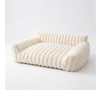 Aafan Luxury Dog & Cat Sofa Bed with Raised Sides Ultra Soft Plush Pet Couch Bed for Indoor Use Thick Cushioned Comfortable Pet Bed for Small & Medium Dogs and Cats Cream 86×61×25 cm