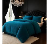 Aafan Teddy Fleece Duvet Cover Set with Pillow Cases, Super Soft Thermal Warm Bedding, Cosy Fluffy Washable Duvet Cover Fur Quilt Cover Teddy Bear Fleece Bedding Set (Teal, King)