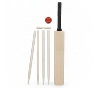 Aafan Wooden Cricket Game with Bat, Stumps, Soft Ball, and Comfortable Grip - Portable Outdoor Sports Gear for Fun, Practice, and Family Play (Size of 4)