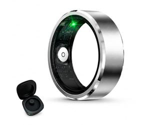 AAFGVC Klynn Smart Health Ring Wearable Fitness Tracker Ring With Sleep Data Heart Rate Trends Blood Oxygen Reference Sports Modes Long Battery Charging Case For Workouts Travel (Silver,9#19mm)