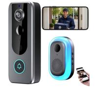 AAFGVC Purepeeki Wireless Video Doorbell Camera, Rechargeable Camera Doorbell With 4000mAh Battery, IP65 Weatherproof Design, Night Vision And Two Way Talk (1 item)
