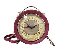 AAFLY Clock Bag Real Working, Vintage Shoulder Bag, Messenger Bag, Steampunk Style Shape Leather Bag, Circle Handbag, Chain Shoulder, Female Bag, Getaway Solids