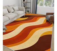 AAFUOO 200x300cm(6.6×10ft) Rug, Retro Groovy Abstract Colourful Wavy Shapes Design Mid Century Modern Rugs for Living Room Bedroom, Orange Soft Washable Non Slip Boho Indoor Outdoor Carpet Mats
