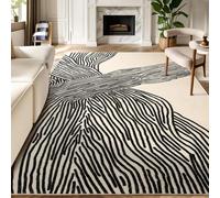 AAFUOO Beige Minimalist Washable Rug Abstract Area Rugs for Living Room Bedroom Dining Kitchen Contemporary Striped Rugs Indoor Floor Carpet 160 * 230cm(63×91in)