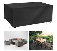 AAFUOO Garden Furniture Covers Waterproof 220x75x90cm/LxWxH Rattan Sofa Table Chair Set Cover, Large Garden Furniture Sectional Covers, Windproof Anti-UV, Square/Rectangle Black Patio Set Cover