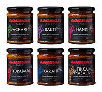 Aagrah Tarka Indian Curry Cooking Sauce - 6-Pack Mixed Selection - Karahi, Achari, Hydrabadi, Balti, Tikka Masala, Handi - Authentic Restaurant Recipes - 6 x 270g - Each Jar Serves 3-4
