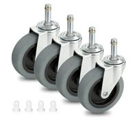 AAGUT 4 Inch Caster Replacement Swivel Stem 7/16"x 1-3/8" TPR Rubber Casters for Mop Buckets, Pack of 4