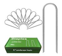 AAGUT 6 Inch Landscape Stakes 50 Pack Garden Drip Irrigation Tubing Stakes Heavy Duty 11 Gauge Galvanized Ground Staples Lawn U Hooks for Soaker Hose, Chicken Wire, Chain Link Fence, Dog Fence