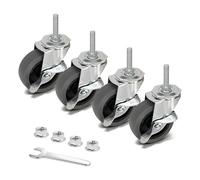 AAGUT Caster Wheels, 3 Inch Rubber Heavy Duty 3/8"-16 x1-1/2" Threaded Stem Industrial Castors, Locking Brakes Metal Swivel Wheel, Replacement for Carts Furniture Dolly Workbench Trolley,Set of 4