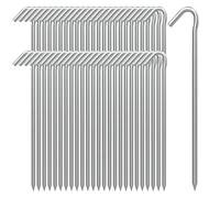 AAGUT Tent Stakes Metal Garden Edging Fence Hooks Yard Camping Stake Heavy Duty Galvanized 9 Inch 6 Gauge Tent Pegs for Tarp, Inflatable, Outdoor Christmas Decorations, 50 Pack