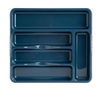 AaH1 5 Compartment Cutlery Drawer Organiser NAVY BLUE High Grade Plastic Small Cutlery Tray for Kitchen Drawers Storage Organizer, Flatware Holder, Compact Plastic Storage For Spoons Forks Knives