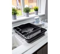 AaH1 Casa Large Dish Drainer, Midnight (Dark Greyish-Black), Plastic Dish Holder, Kitchen Accessory, Dishwasher Safe